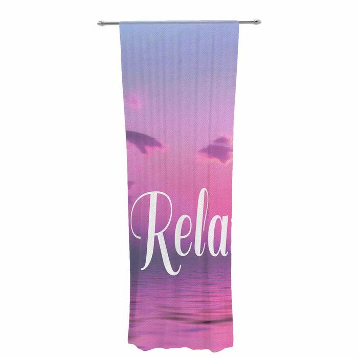 Alison Coxon Relax Typography Decorative Graphic Print & Text Sheer Rod  Pocket Curtain Panels For Alison Rod Pocket Lace Window Curtain Panels (View 20 of 44)