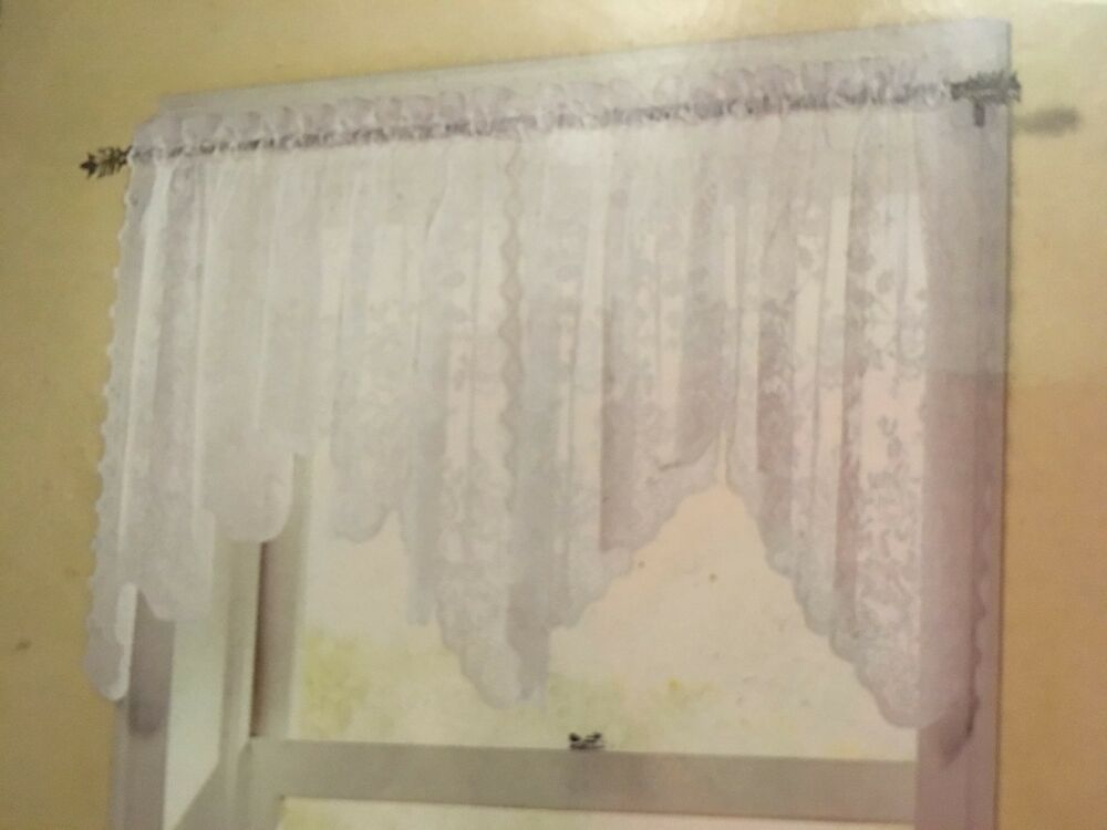 Alison Floral Lace Sheer Rod Pocket Valance Curtain Panel 58 Regarding Alison Rod Pocket Lace Window Curtain Panels (Photo 2 of 44)