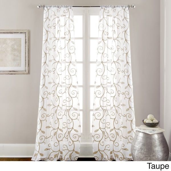 Amraupur Overseas Leaf Swirl Embroidered Curtain Panel Pair With Regard To Overseas Faux Silk Blackout Curtain Panel Pairs (View 14 of 41)