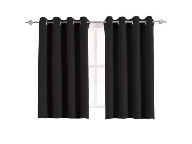 Aquazolax Grommet Blackout Curtains For Bedroom Premium Thermal Insulated  Blackout Drapery Solid Curtain Panels For Nursery, 1 Pair, 54" X 45", Black For Solid Insulated Thermal Blackout Long Length Curtain Panel Pairs (Photo 9 of 50)