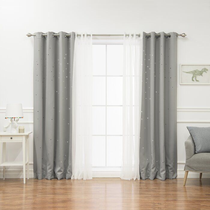 Arkose Tulle And Star Polka Dot Blackout Thermal Grommet Curtain Panels In Tulle Sheer With Attached Valance And Blackout 4 Piece Curtain Panel Pairs (View 14 of 50)