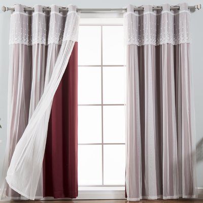 Astoria Grand Beechwood Tulle Solid Blackout Thermal Grommet Intended For Tulle Sheer With Attached Valance And Blackout 4 Piece Curtain Panel Pairs (View 6 of 50)