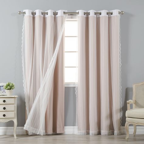 Aurora Home Mix And Match Blackout And Zigzag Lace Curtain Within Tulle Sheer With Attached Valance And Blackout 4 Piece Curtain Panel Pairs (View 2 of 50)