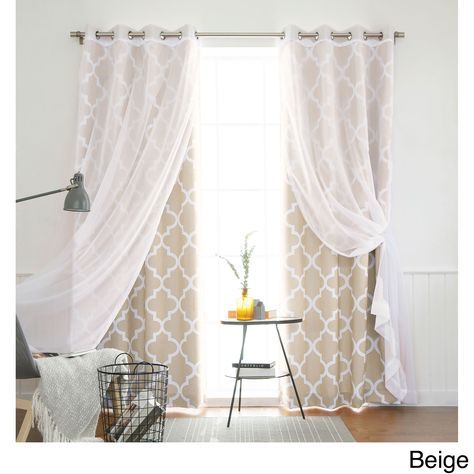 Aurora Home Mix & Match Curtains Moroccan Room Darkening And For Tulle Sheer With Attached Valance And Blackout 4 Piece Curtain Panel Pairs (Photo 8 of 50)