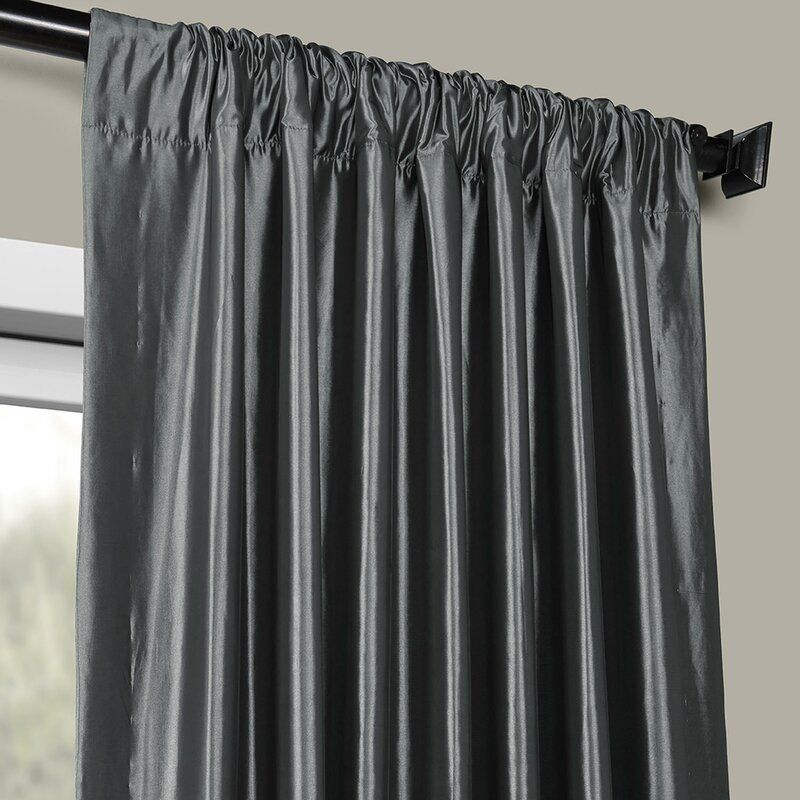 Avedon Solid Max Polyester Blackout Thermal Rod Pocket Single Curtain Panel Regarding Solid Faux Silk Taffeta Graphite Single Curtain Panels (Photo 22 of 50)