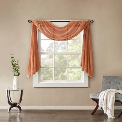 Avery Solid Crushed Scarf Sheer Spice 42x144", Size: 42x144 Regarding Kaylee Solid Crushed Sheer Window Curtain Pairs (View 10 of 40)