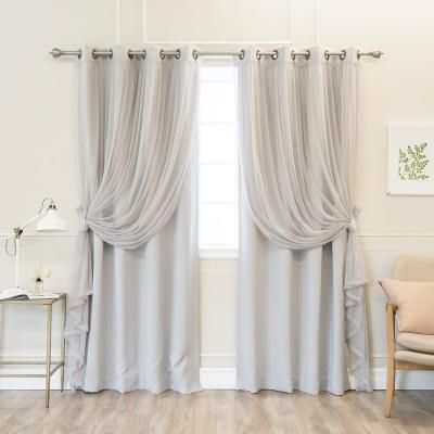 Best Home Fashion 84 In. L Ivory Tulle Overlay Star Cut Out Pertaining To Star Punch Tulle Overlay Blackout Curtain Panel Pairs (Photo 28 of 50)