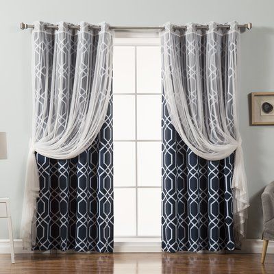 Best Home Fashion, Inc. Mix And Match Tulle Geometric In Mix And Match Blackout Tulle Lace Sheer Curtain Panel Sets (Photo 11 of 50)