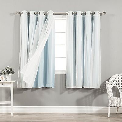 Best Home Fashion Mix & Match Tulle Sheer Lace And Blackout Curtain Set –  Steel 818194021561 | Ebay Intended For Mix And Match Blackout Tulle Lace Sheer Curtain Panel Sets (View 8 of 50)