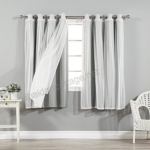 Best Home Fashion Mix & Match Tulle Sheer Lace And Blackout Regarding Mix And Match Blackout Tulle Lace Sheer Curtain Panel Sets (Photo 25 of 50)