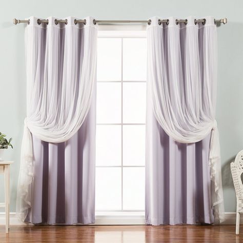 Best Home Fashion Mix & Match Tulle Sheer Lace Blackout Inside Mix And Match Blackout Blackout Curtains Panel Sets (View 33 of 50)