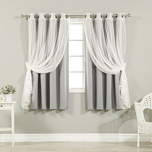 Best Home Fashion Mix Match Tulle Sheer Lace Blackout Intended For Mix & Match Blackout Tulle Lace Bronze Grommet Curtain Panel Sets (View 3 of 50)