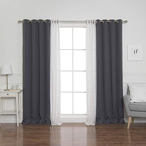Best Home Fashion Mix & Match Tulle Sheer Lace & Blackout Regarding Mix &amp; Match Blackout Tulle Lace Bronze Grommet Curtain Panel Sets (View 20 of 50)