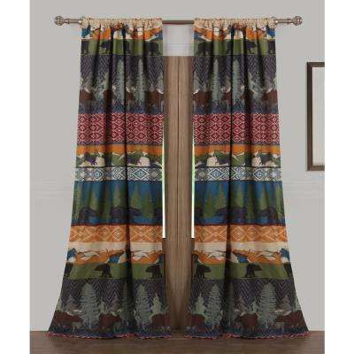 Black Bear Lodge Multi Polyester Window Panel Pair – 42 In. W X 84 In. L Pertaining To Whitman Curtain Panel Pairs (Photo 40 of 50)