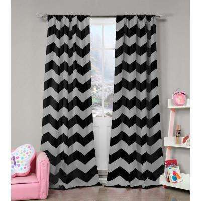 Blackout Fifika 84 In. L Blackout Pole Top Panel In Black (2 Pack) For Chevron Blackout Grommet Curtain Panels (Photo 14 of 50)
