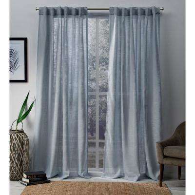 Blue – Sheer Curtains – Curtains & Drapes – The Home Depot In Montpellier Striped Linen Sheer Curtains (Photo 9 of 50)