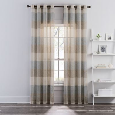 Brix Stripe 95" Grommet Sheer Window Curtain Panel In Taupe Within Elegant Comfort Window Sheer Curtain Panel Pairs (View 14 of 50)