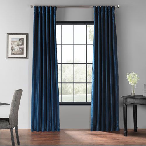Captain Blue 96 X 50 Inch Blackout Vintage Textured Faux Dupioni Silk  Curtain Single Panel Intended For Vintage Faux Textured Dupioni Silk Curtain Panels (Photo 3 of 50)