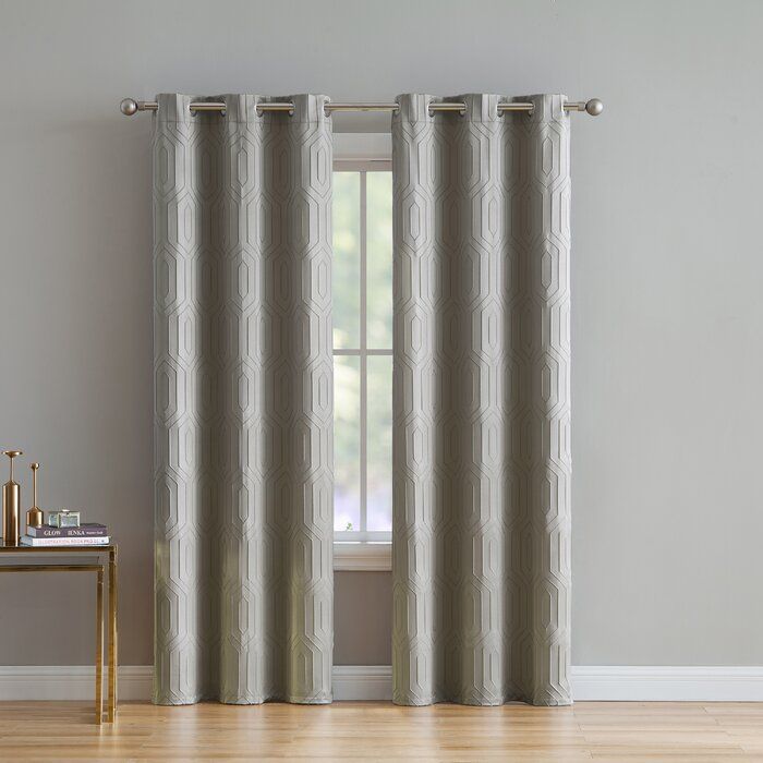 Cardone Shrink Yarn Geometric Room Darkening Grommet Curtain Panels With Grommet Curtain Panels (Photo 24 of 39)