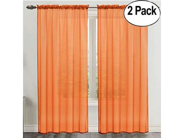 Celine Sheer 55 X 90 In. Rod Pocket Curtain Panel, Neon Orange  Set Of 2 –  Newegg Throughout Rod Pocket Curtain Panels (Photo 24 of 34)