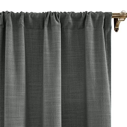 Chadmade Extra Wide Curtains 120w X 96l Inch Carbon Grey Linen Polyester  Curtain Drapes With Blackout Lining Rod Pocket Curtains Patio Door Living Pertaining To Faux Linen Extra Wide Blackout Curtains (Photo 18 of 50)