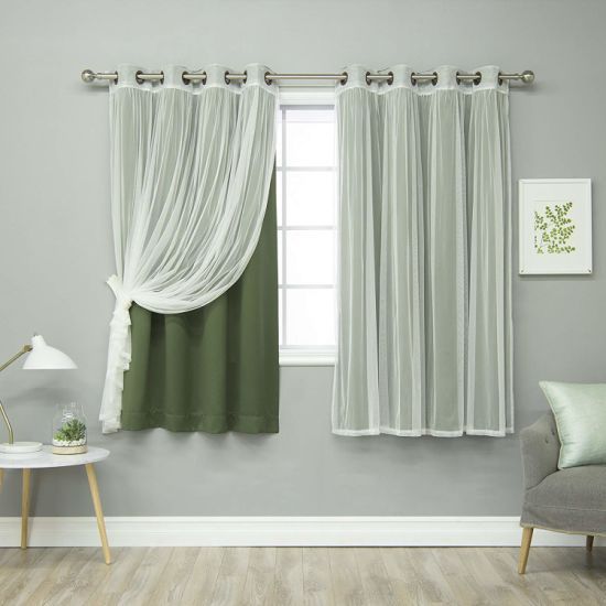 China Moss Home Fashion Mix And Match Tulle Sheer Lace And Within Mix &amp; Match Blackout Tulle Lace Bronze Grommet Curtain Panel Sets (Photo 2 of 50)