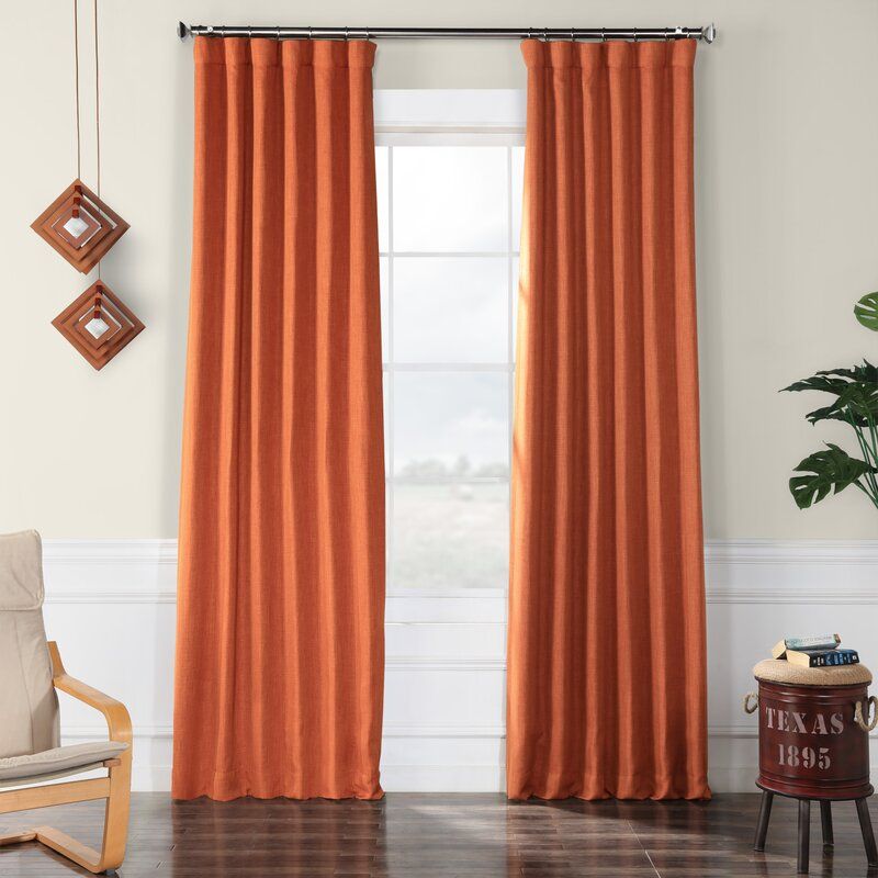 Clem Faux Linen Blackout Single Curtain Panel Inside Tuscan Thermal Backed Blackout Curtain Panel Pairs (View 34 of 46)