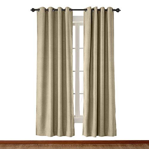 Cololeaf Solid Grommet Top Thermal Insulated Faux Linen Window Blackout  Curtains For Living Room,energy Efficient Window Treatment Panels – Beige  Sand Regarding Faux Linen Blackout Curtains (View 26 of 50)