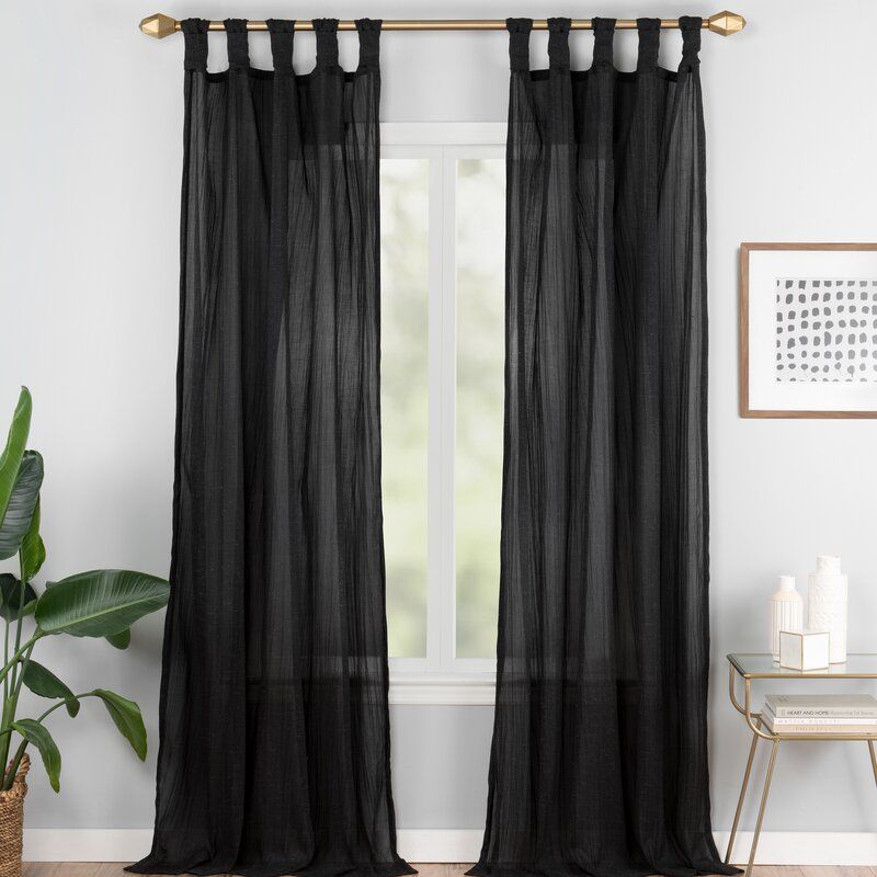 Connors Solid Semi Sheer Tab Top Single Curtain Panel In Twisted Tab Lined Single Curtain Panels (View 38 of 50)