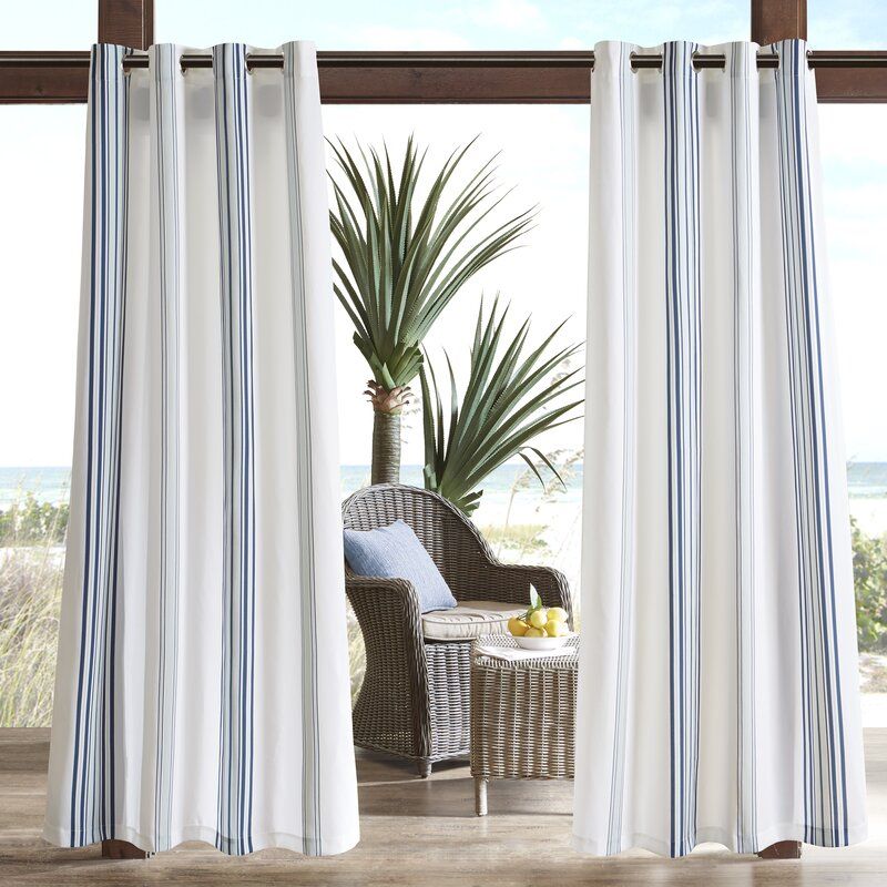 Corbin Striped Light Filtering Outdoor Single Curtain Panel Pertaining To Valencia Cabana Stripe Indoor/outdoor Curtain Panels (Photo 13 of 37)