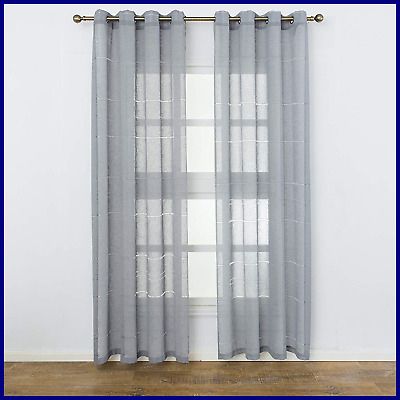 Crate & Barrel Linen/sheer Curtain – $5.10 | Picclick Pertaining To Montpellier Striped Linen Sheer Curtains (Photo 18 of 50)