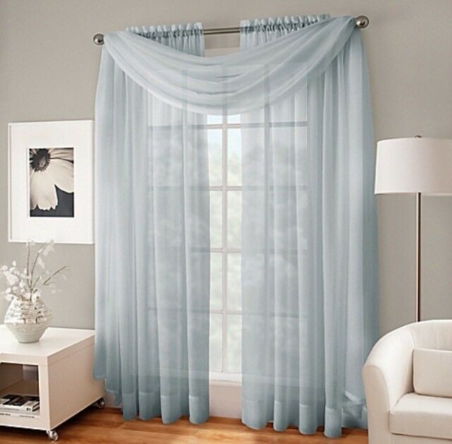 Crushed Voile Sheer 84" Rod Pocket Curtain Panel, Spa Blue, 50" W, Polyester Within Andorra Watercolor Floral Textured Sheer Single Curtain Panels (View 22 of 46)
