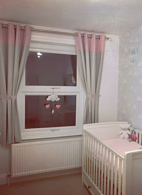 Custom Made Pink And Grey Nursery Blackout Curtains. Using A Throughout Sunsmart Abel Ogee Knitted Jacquard Total Blackout Curtain Panels (Photo 11 of 19)