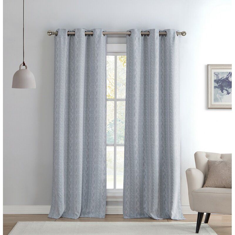 Davis Knit Geometric Blackout Grommet Curtain Panels Regarding Davis Patio Grommet Top Single Curtain Panels (View 5 of 39)
