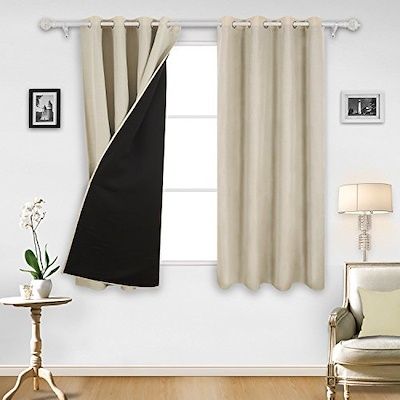 Deconovo Faux Linen Blackout Curtain Panels With Black Lining Back Layer  Thermal Insulated And Energ In Faux Linen Blackout Curtains (Photo 33 of 50)