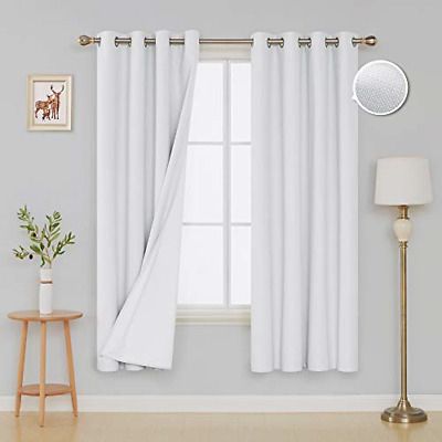 Deconovo Pure White Full Blackout Curtains Pair Thermal Pertaining To Thermal Insulated Blackout Curtain Pairs (View 36 of 50)