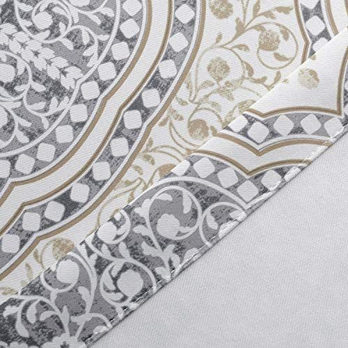 Driftaway Adrianne Thermal And Room Darkening Grommet Unlined Window  Curtains Set Of 2 Panels Each 52 Inch84 Inch Beige And Gray Regarding Pastel Damask Printed Room Darkening Grommet Window Curtain Panel Pairs (View 20 of 50)