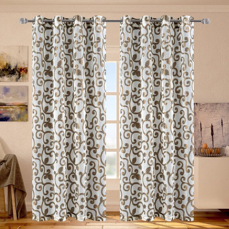 Ella Geometric Sheer Grommet Single Curtain Panel Pertaining To Ella Window Curtain Panels (View 13 of 50)