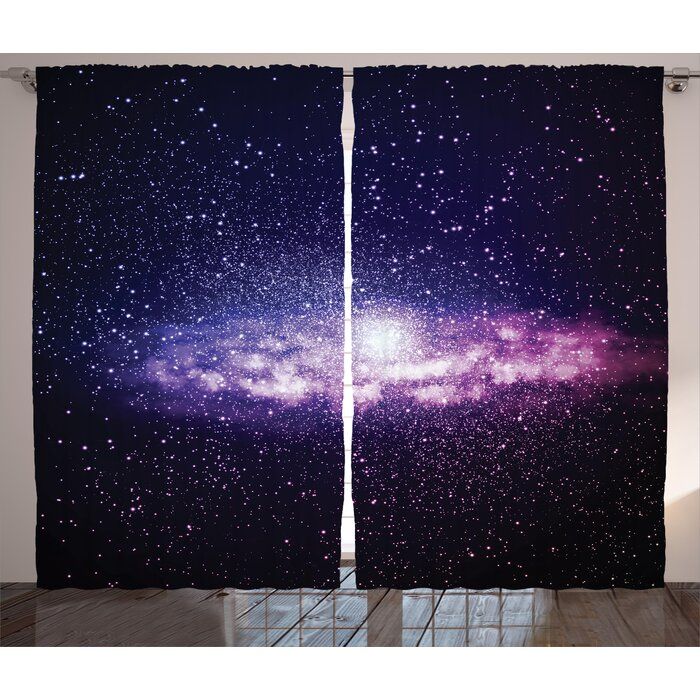 Elyssa Galaxy Glowing Nebula Cloud In Milky Way Infinity In Interstellar  Solar System Design Graphic Print & Text Semi Sheer Rod Pocket Curtain  Panels Inside Infinity Sheer Rod Pocket Curtain Panels (View 12 of 50)