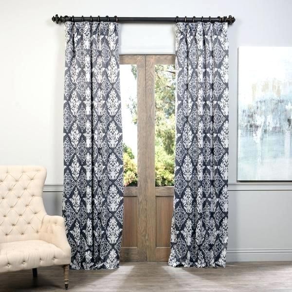 Engaging Grey Damask Blackout Curtains Decorating Ideas For Inside Sarong Grey Printed Cotton Pole Pocket Single Curtain Panels (View 48 of 50)