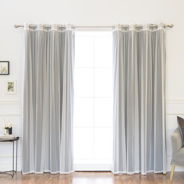 Evangelista Tulle Solid Blackout Thermal Grommet Panel Pair Throughout Tulle Sheer With Attached Valance And Blackout 4 Piece Curtain Panel Pairs (Photo 40 of 50)