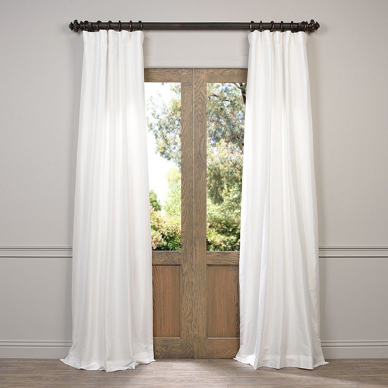 Exclusive Fabrics & Furnishing Faux Silk Taffeta Curtain Pertaining To Sarong Grey Printed Cotton Pole Pocket Single Curtain Panels (Photo 21 of 50)