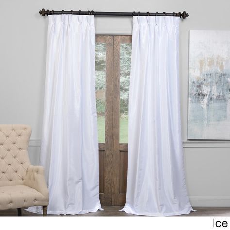 Exclusive Fabrics Signature Pinch Pleated Blackout Solid Regarding Ice White Vintage Faux Textured Silk Curtain Panels (Photo 1 of 50)