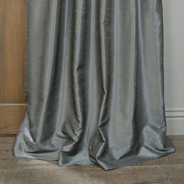 Exclusive Fabrics Storm Grey Vintage Faux Textured Dupioni With Storm Grey Vintage Faux Textured Dupioni Single Silk Curtain Panels (Photo 20 of 50)