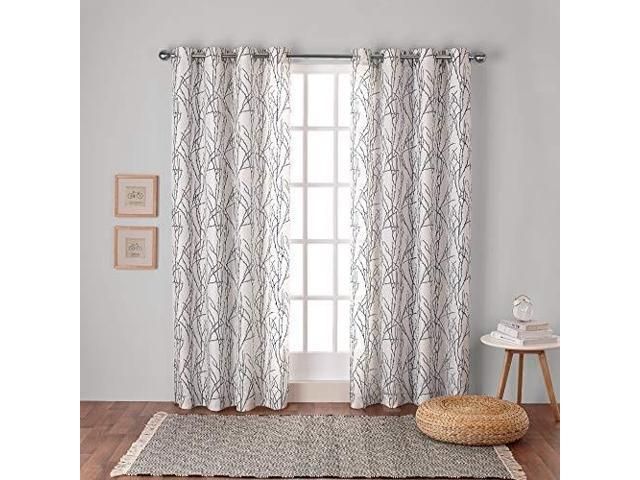 Exclusive Home Curtains Branches Linen Blend Window Curtain Panel Pair With  Grommet Top, 54x108, Black Pearl, 2 Piece – Newegg Inside Velvet Heavyweight Grommet Top Curtain Panel Pairs (View 19 of 42)