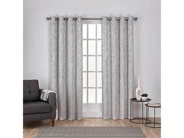Exclusive Home Curtains Lamont Jacquard Window Curtain Panel Pair With  Grommet Top, 54x108, Dove Grey, 2 Piece – Newegg With Regard To Velvet Heavyweight Grommet Top Curtain Panel Pairs (Photo 28 of 42)
