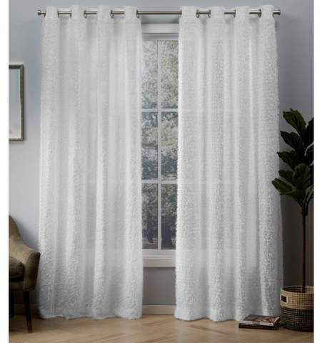 Exclusive Home Eyelash Grommet Top Window Curtain Panel Pair White With Velvet Heavyweight Grommet Top Curtain Panel Pairs (Photo 23 of 42)