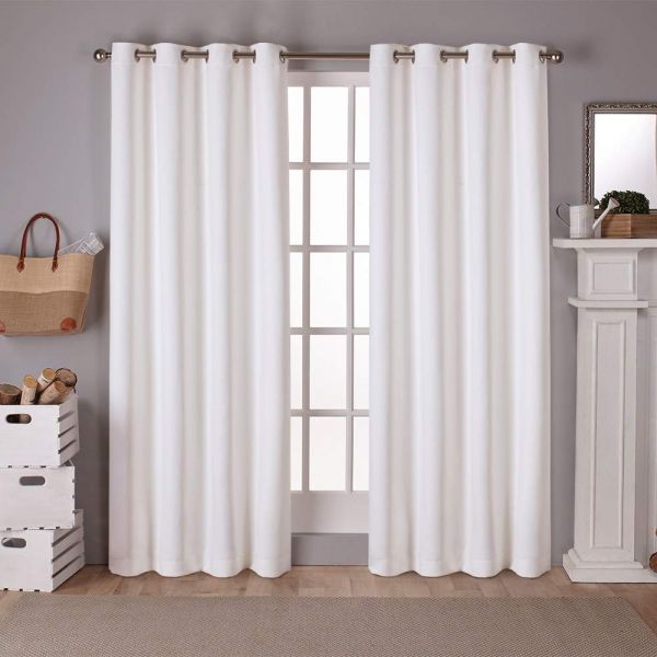 Exclusive Home Sateen Twill Weave Blackout Window Curtain Panel Pair With  Grommet Top 52x96 Vanilla 2 Piece Regarding Woven Blackout Grommet Top Curtain Panel Pairs (View 18 of 23)