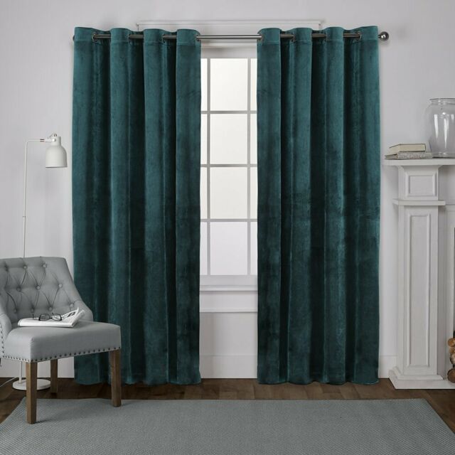Exclusive Home Velvet Heavyweight Grommet Top Curtain Panel Pair, Teal,  54x84 For Kochi Linen Blend Window Grommet Top Curtain Panel Pairs (Photo 30 of 36)