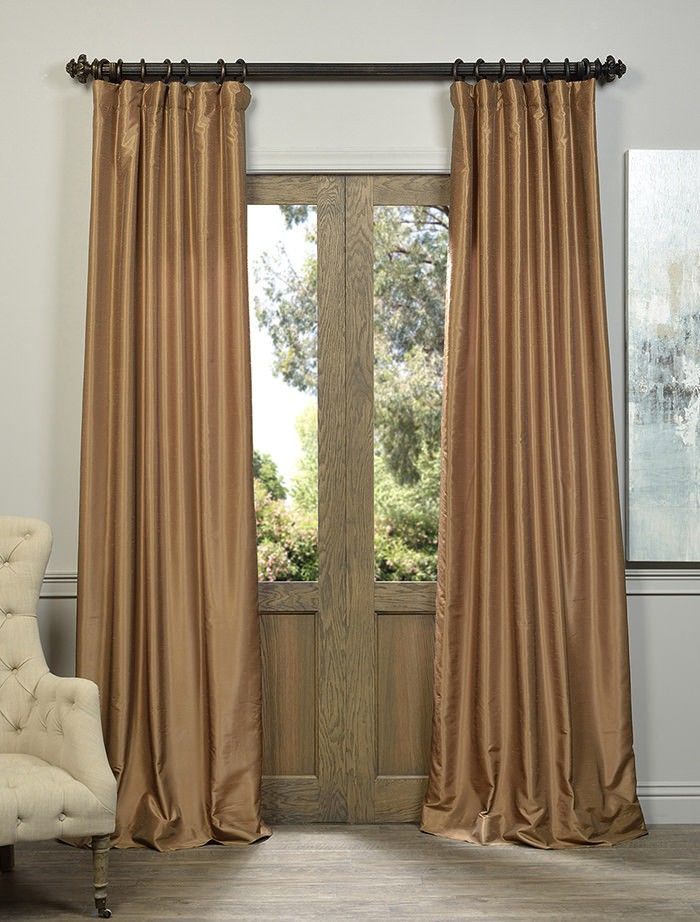 Flax Gold Vintage Textured Faux Dupioni Silk Curtain – Curtain Drapery In Vintage Textured Faux Dupioni Silk Curtain Panels (View 27 of 50)